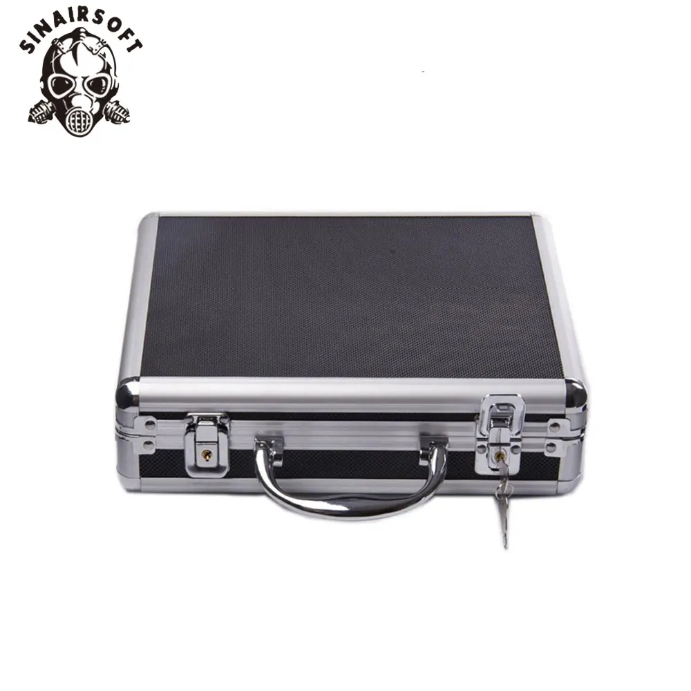 Cena SINAIRSOFT wysokiej wysokiej jakości aluminium ze stopu taktyczne bardzo ciężko pistolet pistolet Case przypadku wyściełane wyściółka z pianki do polowania airsoft czarny