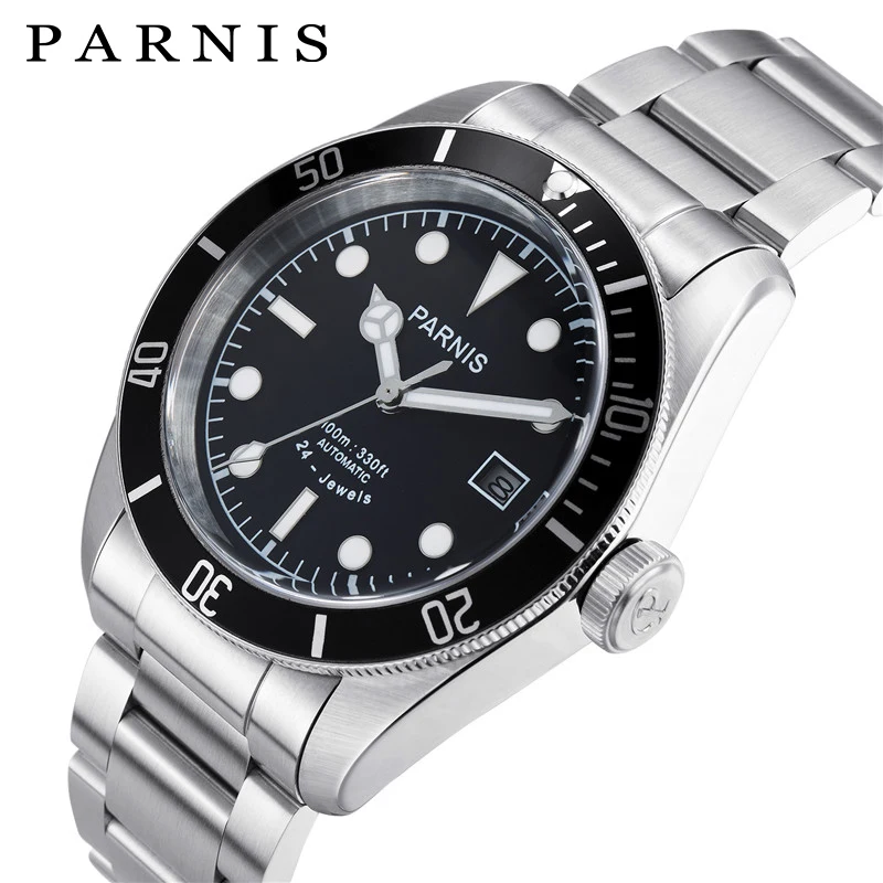 Parnis التلقائي ووتش الرجال الفولاذ المقاوم للصدأ حزام غواص رجل ساعة مضيئة التناظرية الرجال ساعات آلية 2019 جديد montre أوم Parnis التلقائي ووتش الرجال الفولاذ المقاوم للصدأ حزام غواص رجل ساعة مضيئة التناظرية الرجال ساعات آلية 2019 جديد montre أوم