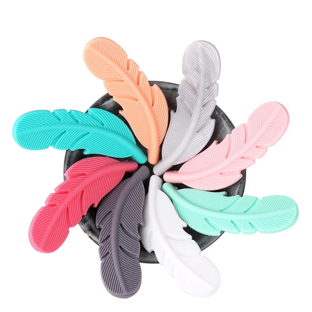 wholesale-50-pieces-silicone-feather-teether-baby-teething-pendant-food-grade-silicone-toys-for-baby-chew-toys-bpa-free