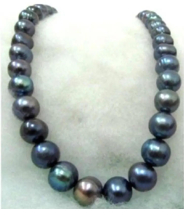 

18"12-13mm natural tahitian black baroque pearl necklace