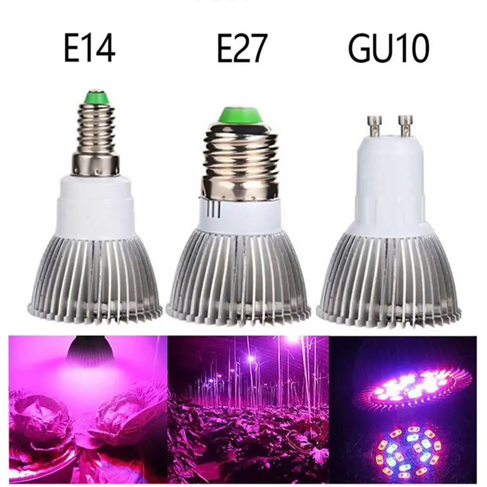 Полный спектр E27 E14 GU10 Светодиодная лампа для выращивания растений Фито комнатных