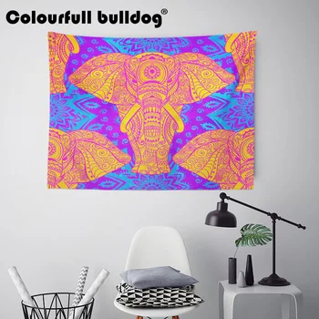 

Yoga American Mandala Tapestries Elephant Indian Style Wall Hanging Stripe Blue Hippie Beach Decor Bedspreads 200Cm Woven