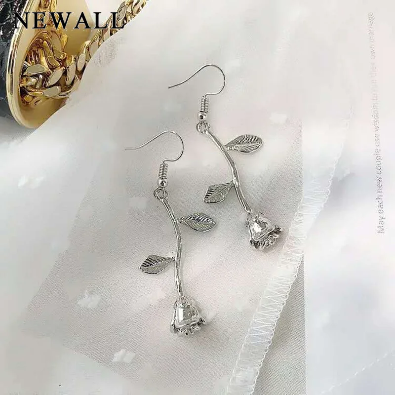 

Newall 2019 hot sale Fashion Women Drop Rose Earrings valentine gift alloy flower earring plant dangle earring accessory jewelry