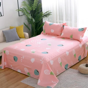 

Strawberry girl style 100% Cotton comfortable flat sheet cute soft bed sheet pillow cases 3pcs bedclothes High-quality