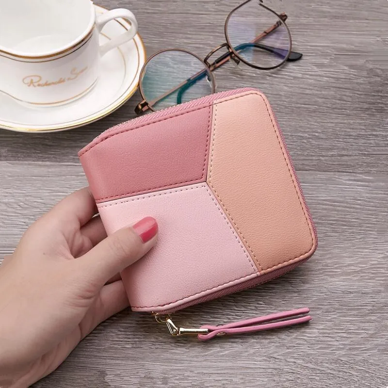 

fashion women wallets female purse girls cute short leather wallet girl gift credit card id holders children mini patchwork bag