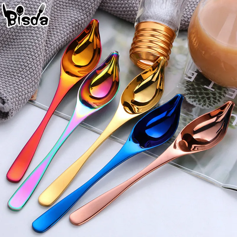 

Saucier Spoon Tapered Spout Oil Saucier Spoons DIY Golden Stainless Steel Scoop for Honey Ice Cream Cake Kitchen Baking Tools