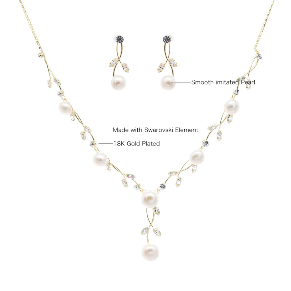 Faux Pearl Necklace And Earring Set 