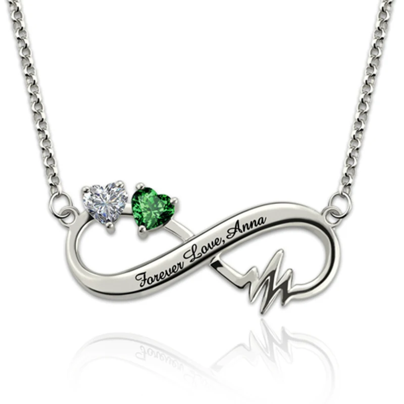Персонализированное ожерелье с гравировкой, сердцебиение, бесконечность, заказное имя, буква, камень, чокер, цепочка, серебряный воротник, ожерелье s для влюбленных