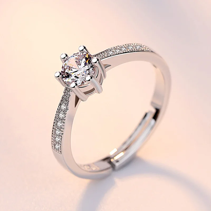 Utimtree изящный австрийский кристалл обручальное кольцо ювелирные изделия для невесты открытие женское регулируемое кольцо серебряного цвета с кубическим цирконием