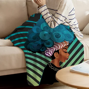 

BIGHOUSES Throw Blanket African Woman Throw Blanket Soft Warm Microfiber Blanket Flannel Blanket