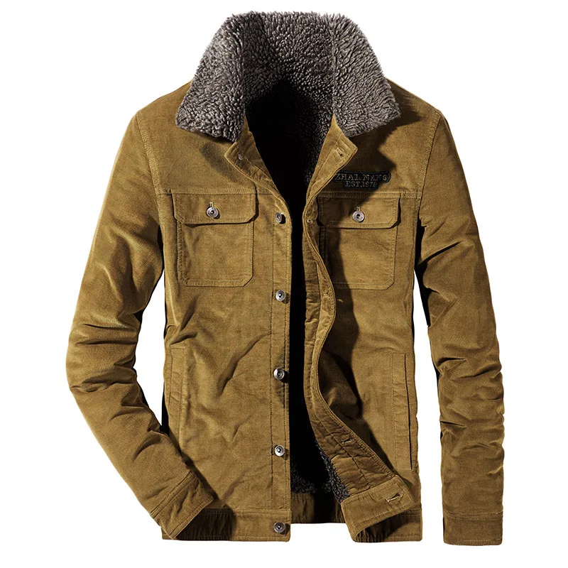 

ZHAN DI JI PU Brand Men Plus Size 4XL Corduroy Thicken Winter Jackets Men