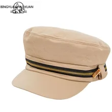 Высокое качество Новинка осень зима на молнии берет шляпа femme армейские кепки женские белые черные хлопковые плоские кепки s Козырек Кепка