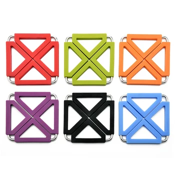 

wholesale 50Pcs/Lot Stainless Steel&Silicone insulation Square Can open up Pot Pad For Kitchen Free Shipping