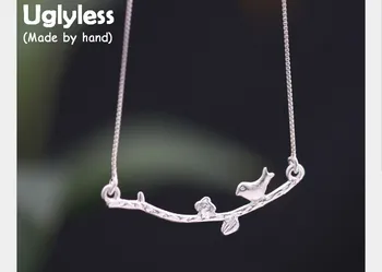 

Uglyless Real S 990 Fine Silver Lovely Birds Pendant Necklaces Women Handmade Carved Animal Jewelry Fresh Designer Korean Bijoux