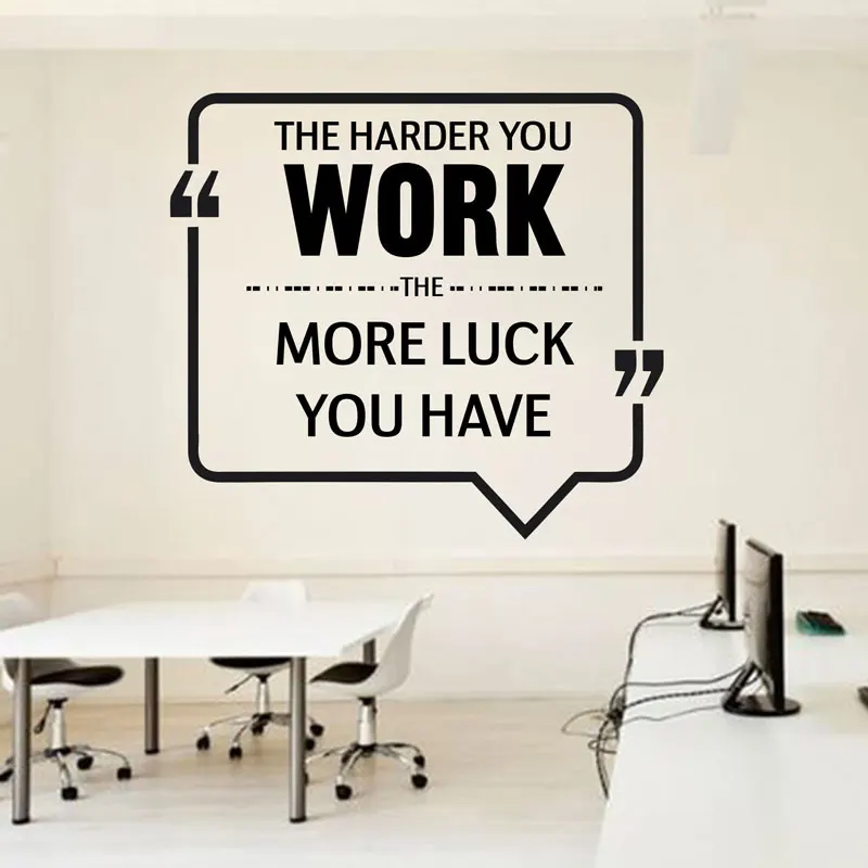 Office Quote Wall Decal The Harder You Work Inspiration Office ...