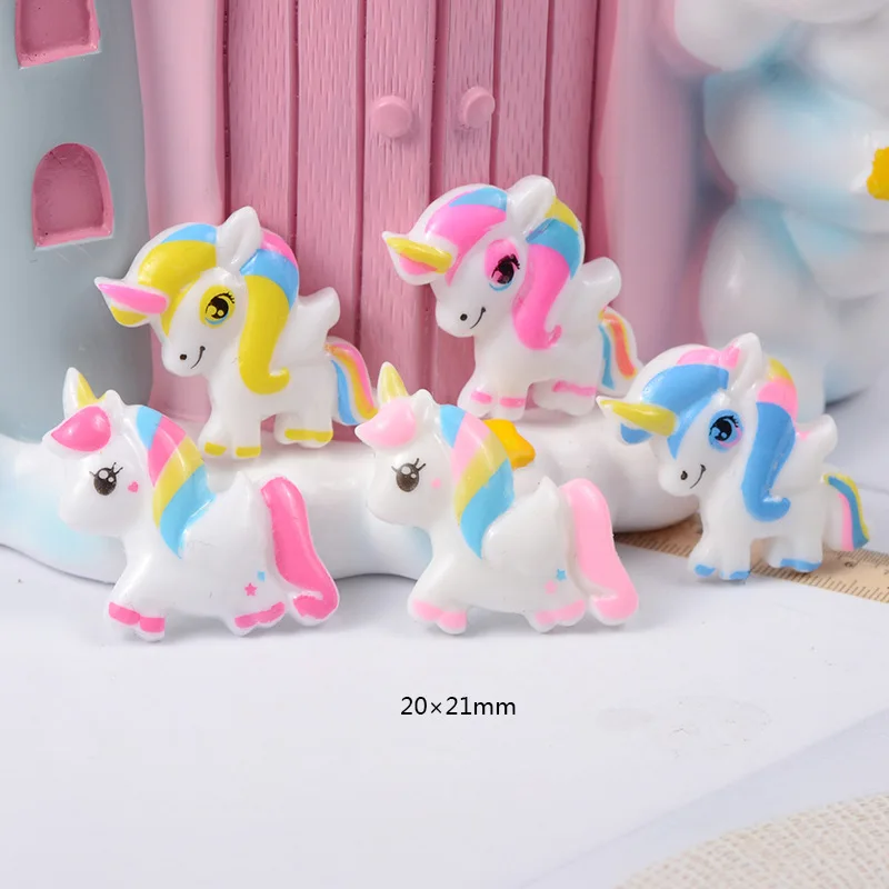 

10pcs/lot Resin Kawaii Colored Unicorn Flatback Flat Back Cabochons for Phone Hair Bow Decor Scrapbooking DIY Crafts:20*21mm