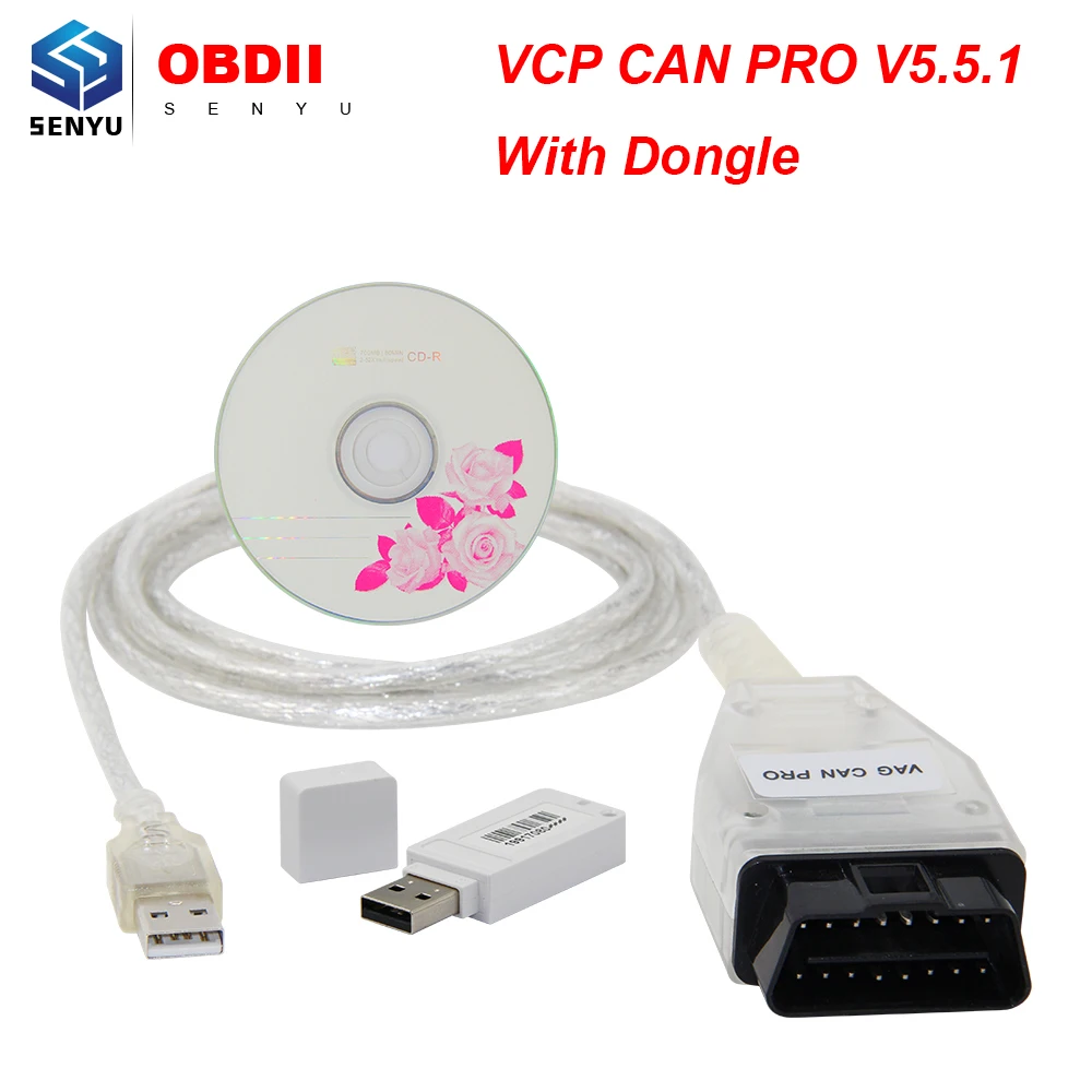 

VAG CAN VCP PRO V5.5.1 CAN BUS+UDS+K-line with dongle OBD OBD2 Diagnostic Cable For VW/Audi/Seat VAG PRO Programming Tool