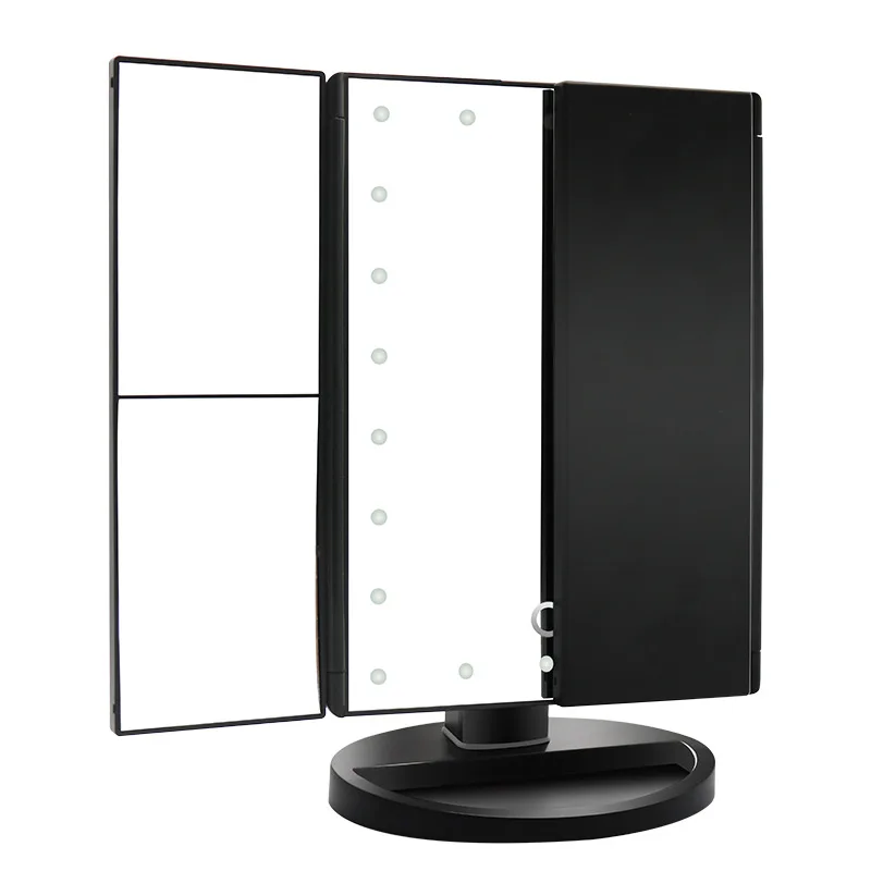 Espelho de Ampliação Espelho de Mesa Espelho de Luz Três Dobrável Lâmpada Luminosa Ajustável Bancada Led 6 Três dobrável led lâmpada luminosa espelho de