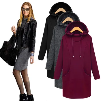 

Hoodies women 2019 Autumn Winter Sweatshirts Plus size M-6XL Flocking Thick warm pullover female Loose long Sweatshirts A2284