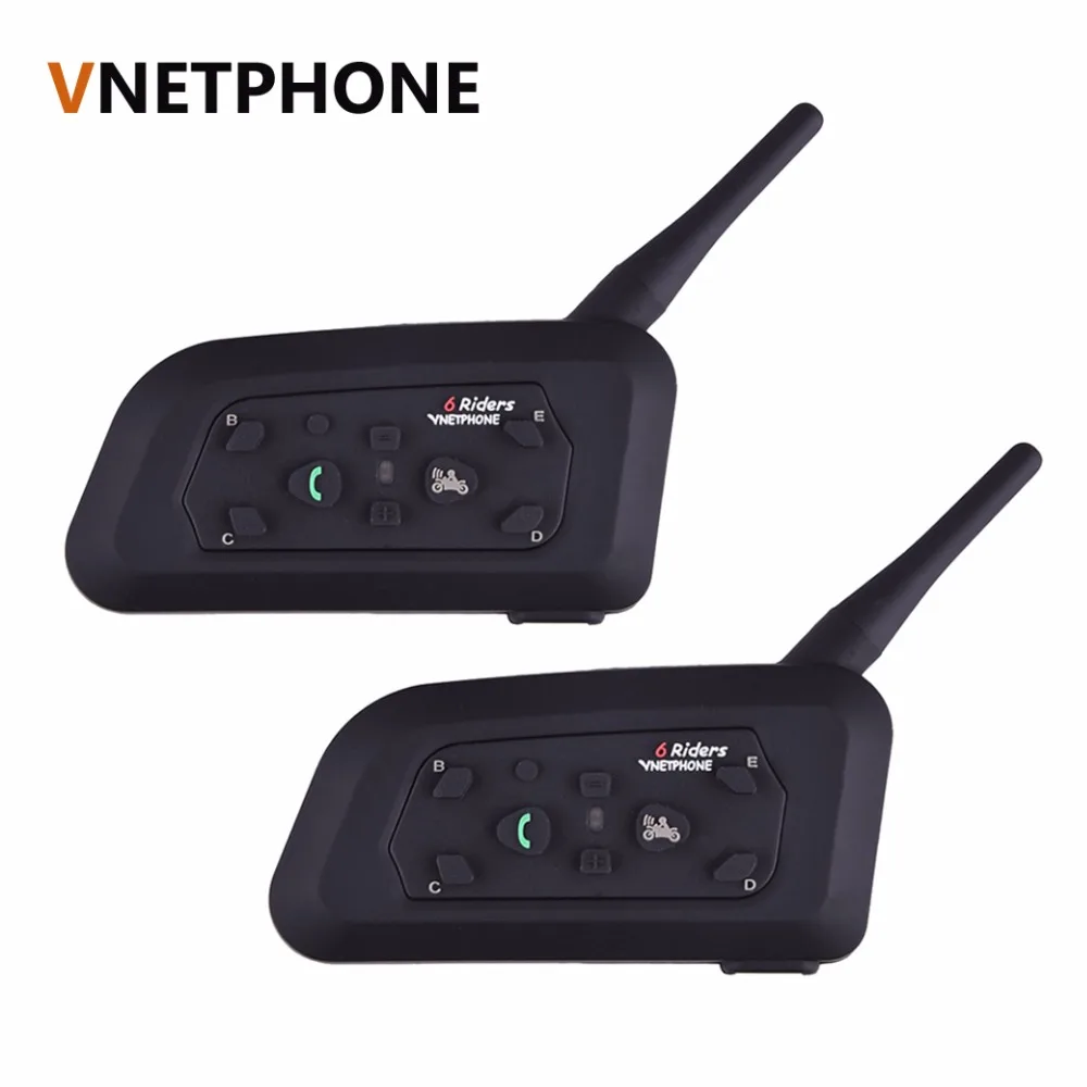 

2018 new coming 2pcs/set V6 1200M Bluetooth 3.0 Motorcycle Helmet Intercom headphone for 6 Riders Wireless BT Intercomunicador