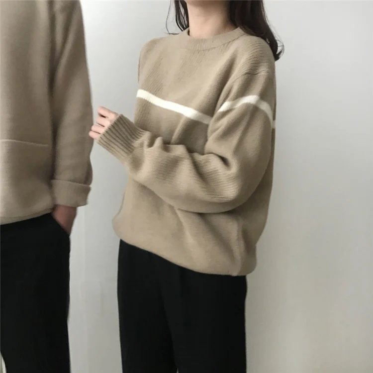 4 цвета, осень и зима, корейский шикарный стиль, о-образный вырез, полосатый вязаный свитер, женские свитера и пуловеры для женщин(C9077