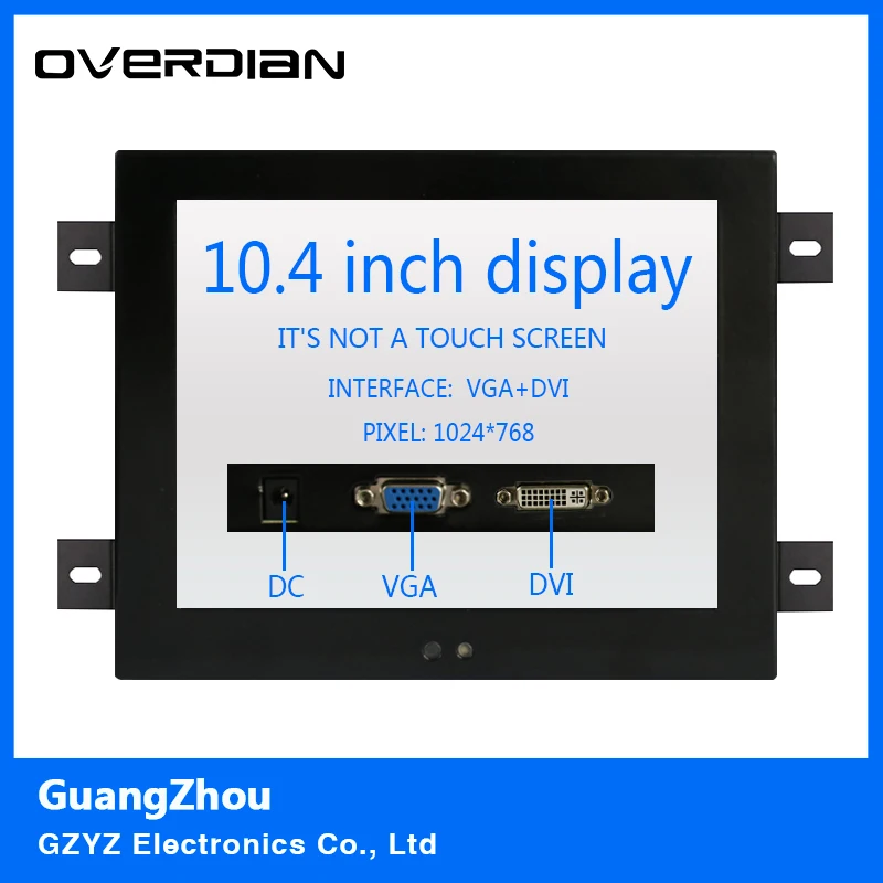 10. 4/10 "VGA/DVI интерфейса non-touch Экран промышленного мониторинга машины металла В виде ракушки Встроенный ЖК-монитор 10 24*768 вешалкой закреплены