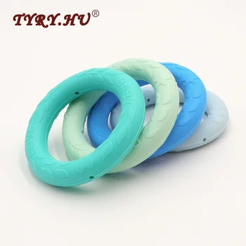 

TYRY.HU 25Pcs/Lot Round Circle Shaped Silicone Teether With Hole For Jewelry Making Food Grade Silicone Ring Baby Chewed Beads