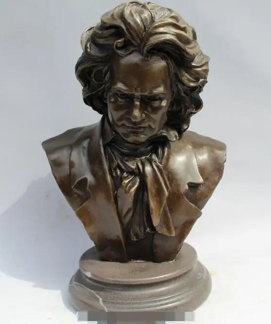 

S2692 11"Western Art sculpture Bronze Marble Famous Musician head portrait Statue