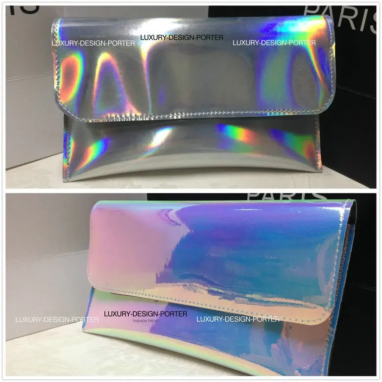 

Designer Hologram Anti wrinkle Leatherette Handbag Clutch Wallet Multi color Free shipping