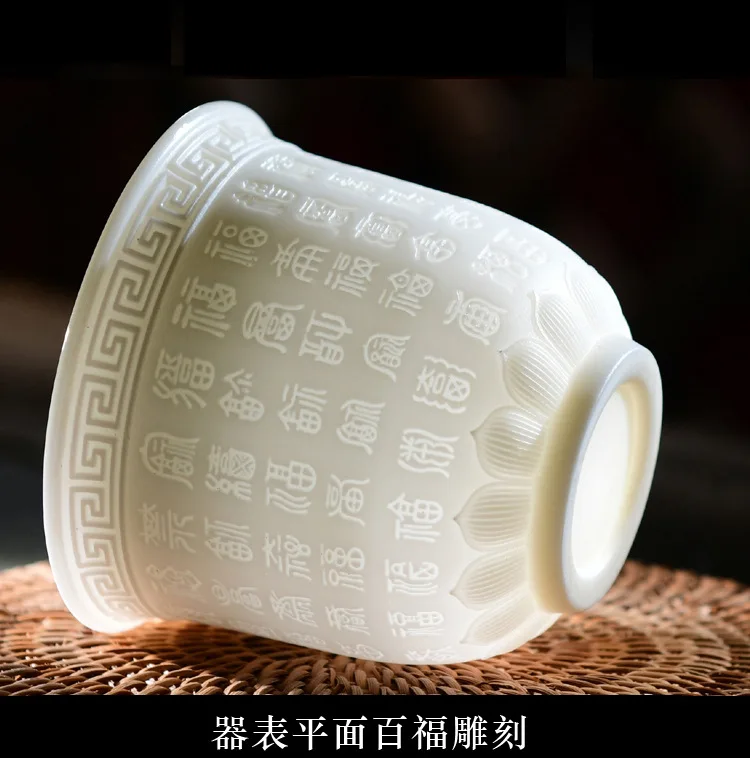 Высокое качество suet jade master cup белый фарфор Dehua керамическое сердце sutra Baifu чайный набор для дома