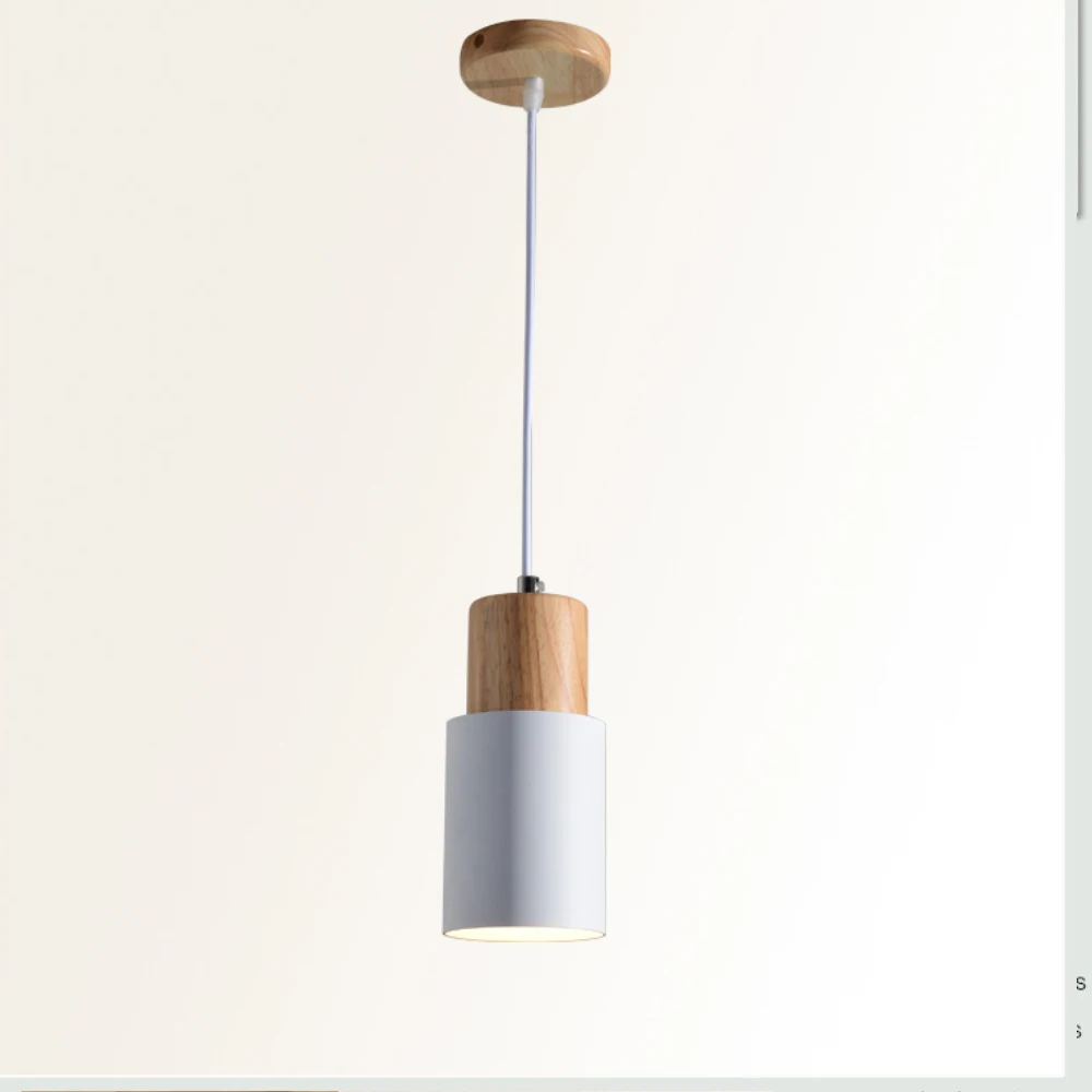 Designer Nordic simple Wood Pendant Lights led hang lamp Colorful Aluminum fixture Kitchen Island bar hotel home decor E27