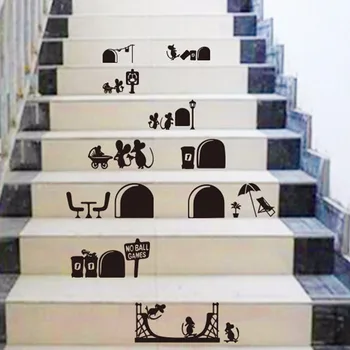 

Cartoon Mouse Stairs Stickers Wall Decorations Living Room DIY Vinyl Wall Decals Animals