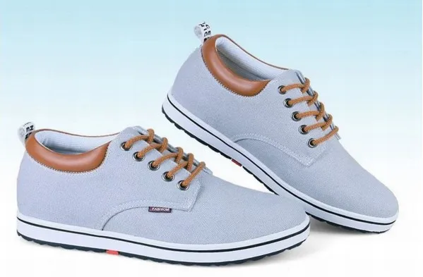 Cyabmoz/Мужская обувь, визуально увеличивающая рост; повседневная обувь, увеличивающая рост на 6 см; модная Мужская дышащая обувь из коровьей замши на платформе со шнуровкой - Цвет: gray canvas shoes