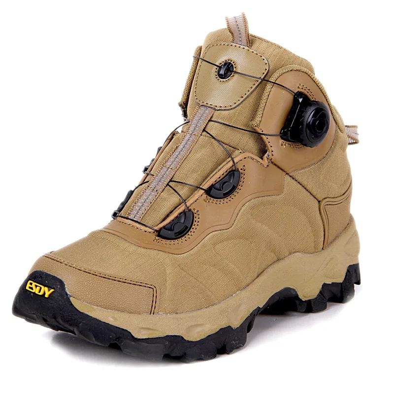 ESDY/мужские ботинки для пешего туризма; ботинки со шнуровкой; военные, тактические, боевые, водонепроницаемые армейские ботильоны; обувь для путешествий и скалолазания - Цвет: Цвет: желтый