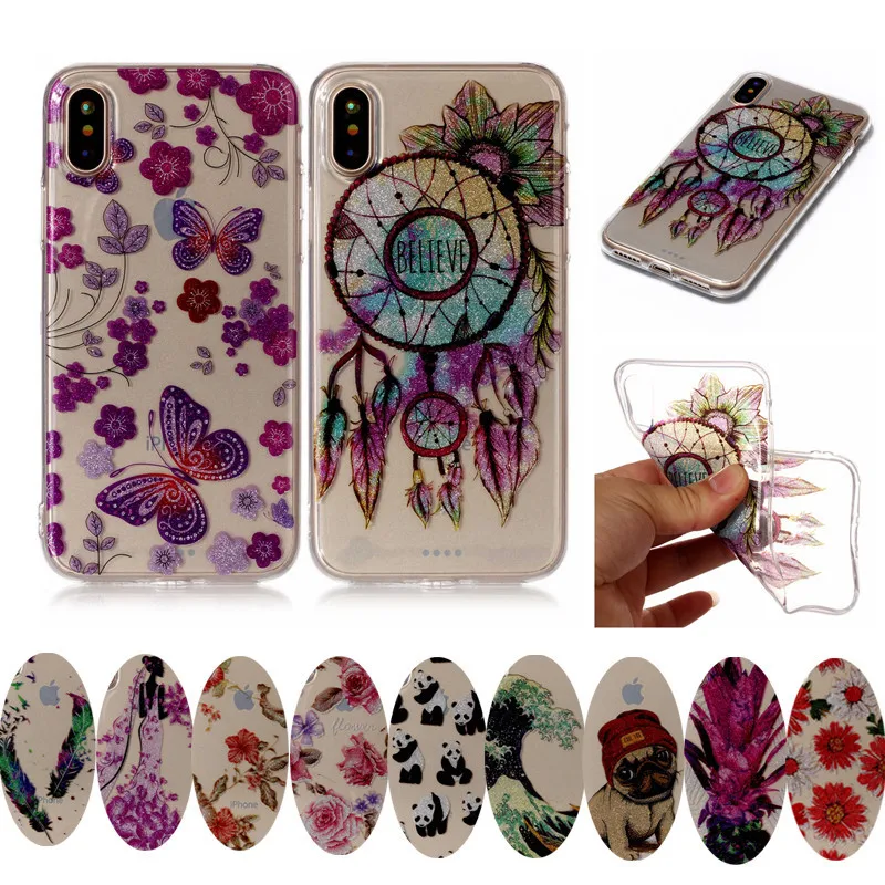 

For Iphone 8 Iphone8 5.8" Transparent Case Cute Animal Anime Silicon TPU Skin Soft Back Cover Phone Case for Apple Iphone 8 5.8
