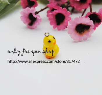 

Charm Yellow Resin Duck Bead Pendant for glass cover vial globe 50pcs/lot