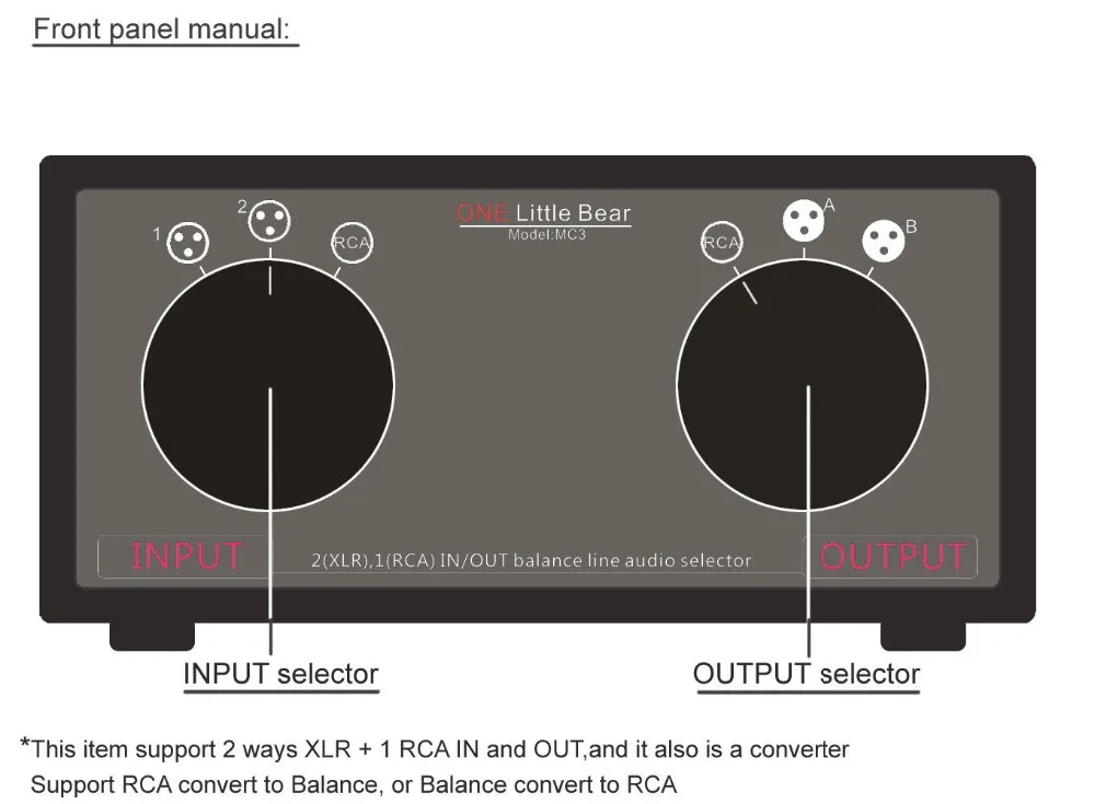 3-в-3-OUT XLR сбалансированный/RCA стерео аудио конвертер Распределительная коробка Пассивный предусилитель для дома