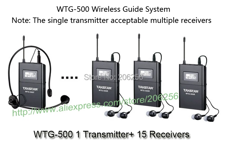 Горячая продажа Takstar WTG 500 1 передатчик + 15 приемников микрофон наушники UHF