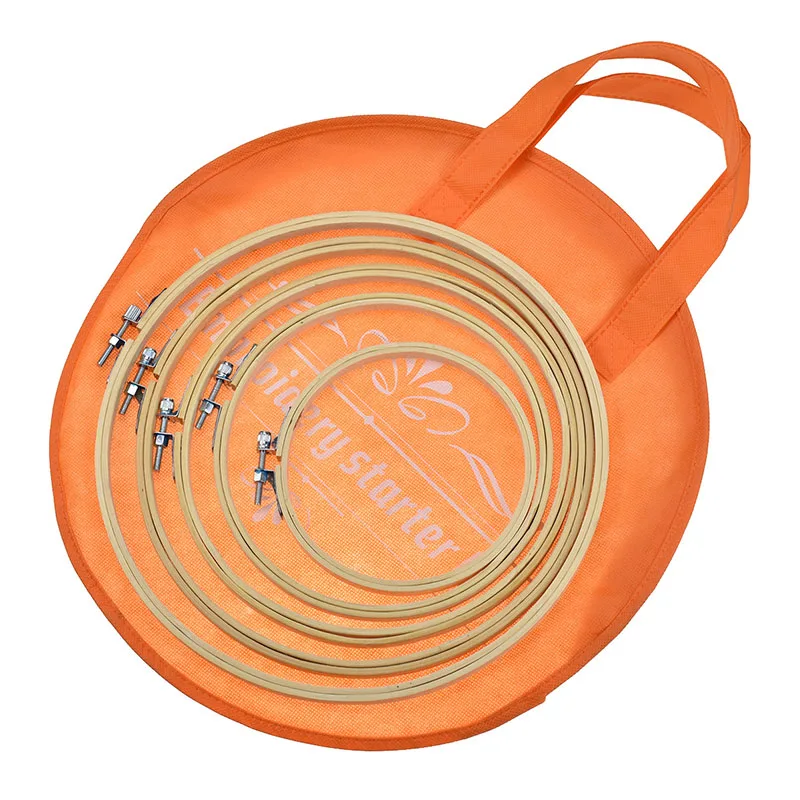 1Pcs Round Embroidery 35cm Portable Orange Embroidery Storage Bag Hoop