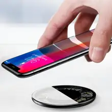 Baseus 10 Вт Qi Беспроводное зарядное устройство ультра тонкий прозрачный видимый стеклянный коврик для быстрой зарядки для iPhone samsung