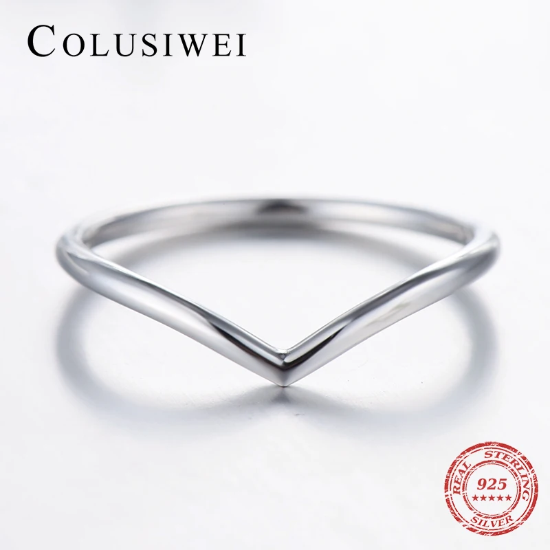 

COLUSIWEI Clear CZ Stackable Fashion Wedding Jewelry Solid 925 Sterling Silver Simple Ring For Women Engagement Gift Rings