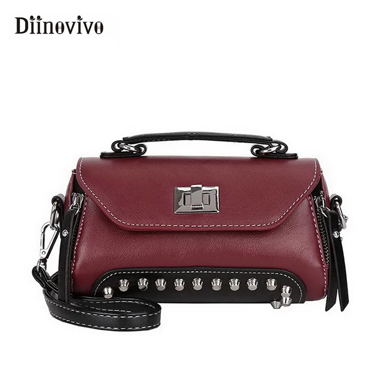 

DIINOVIVO Punk Rivets Women Handbag Retro Small Flap Handbags Ladies Hand Bags Simple Casual Tote Bags Shoulder Bag WHDV0871
