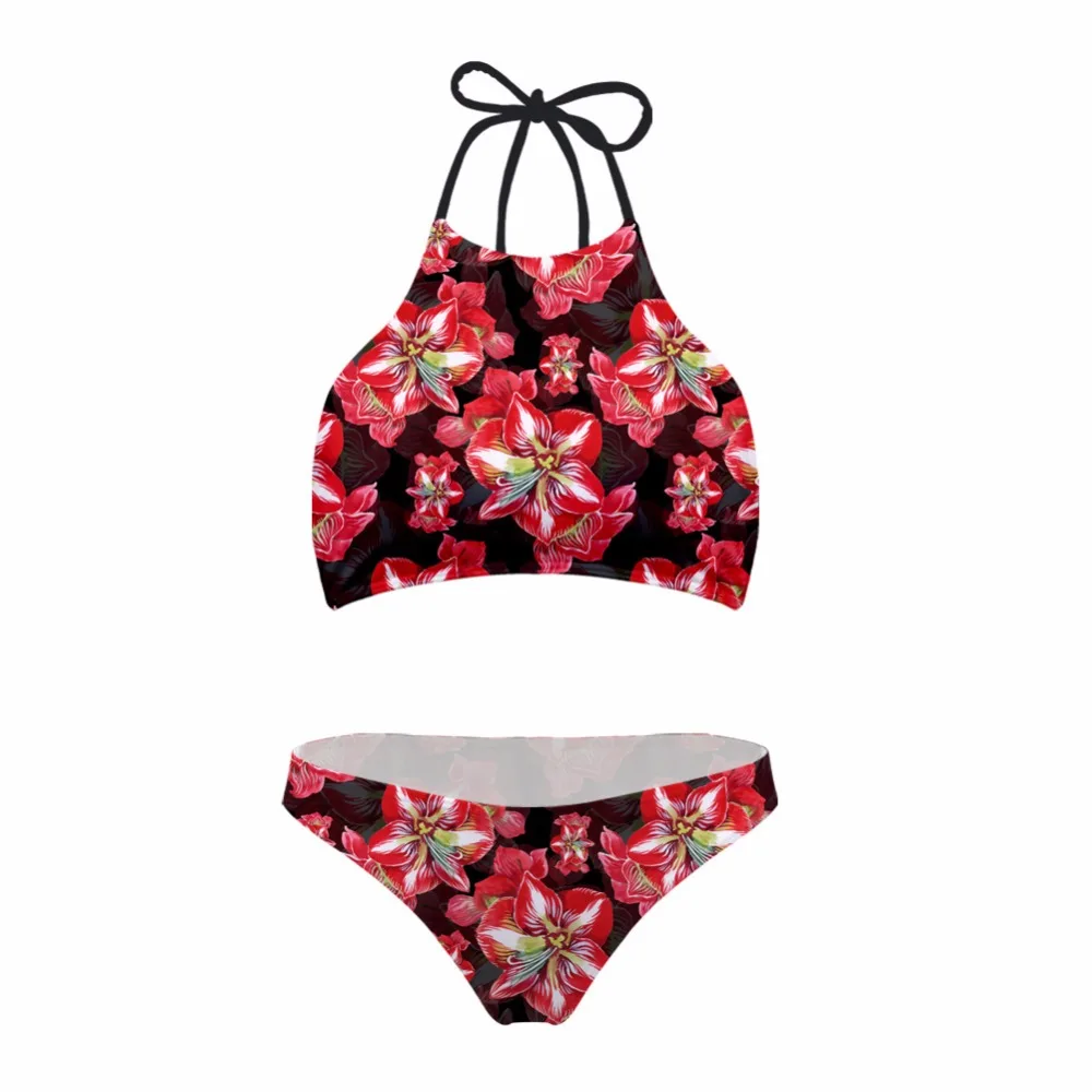 

FORUDESGINS Women Swimming Suits Push Up Bikinis Set Retro Floral Printing Sexy Bandage Swimwear Large Size for Ladies 2018