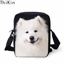 THIKIN дизайн мини сумка через плечо для женщин 3D милая собака самоедский принт маленькая сумка через плечо дорожная Портативная сумка через плечо сумки