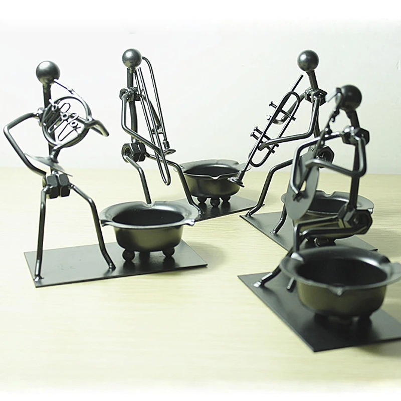 

Portable Ashtray Metal Music Performers Figures Model Cigar Cigarette Holder Car Office Decoration Novelty Gifts for New Year