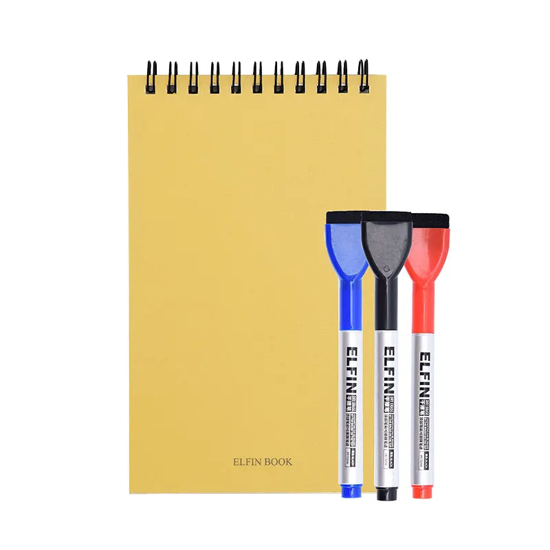 Elfin книга многоразовый Смарт стираемый блокнот мини блокнот Elfinbook приложение с 3 ручками - Цвет: Цвет: желтый