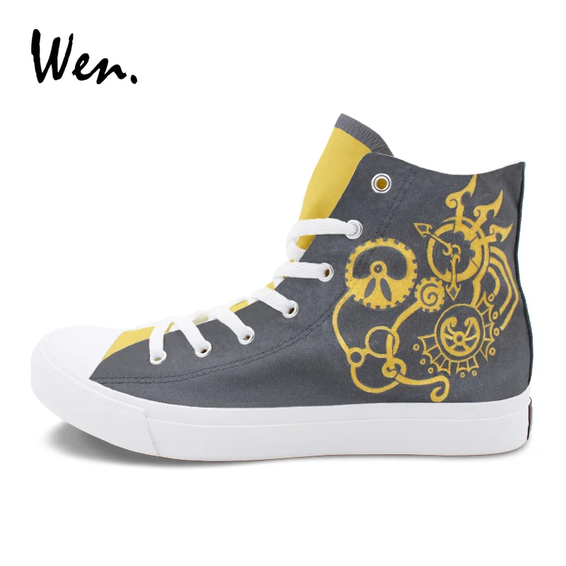 

Wen High Top Skateboarding Shoes Men Women Sneakers Design Steam Punk Hand Painted Canvas Shoes Lace-up Athletic Plimsolls
