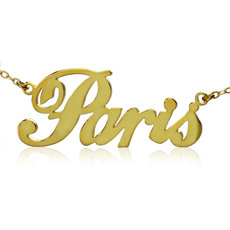 

AILIN Free shipping --Paris Name Plate Necklaces ANY Personalized Name Necklace Gold Color Letter Pendant Fashion Jewelry
