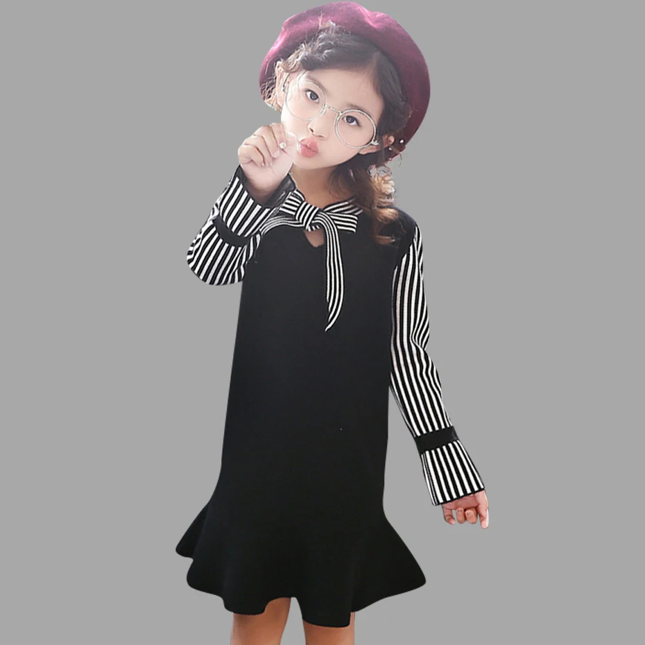 

Girls Knitted Dresses Spring Autumn False Two Pieces Kids Sweaters Dress Teenage Kids Girls Clothes 6 8 10 12 14 Year