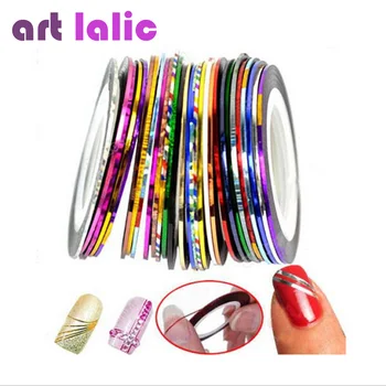 30Pcs 30 Multicolor Mixed Colors Rolls Striping Tape Line Nail Art Decoration Sticker DIY Nail Tips